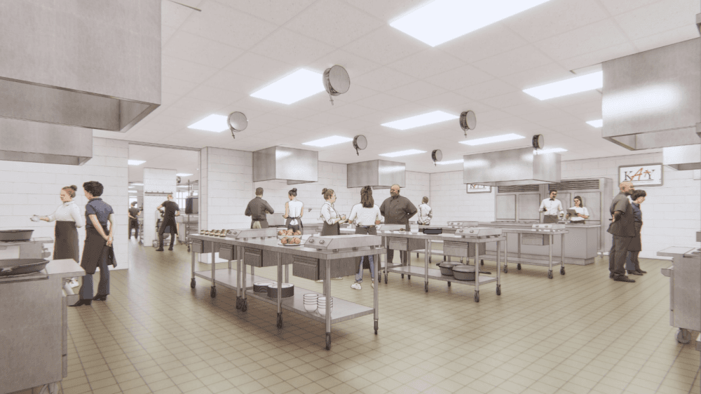 The proposed lab kitchen: The revised kitchen layout will include more freezer and cooler space.