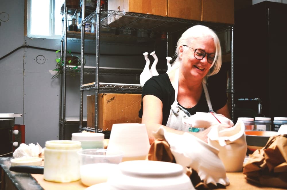 Deb Otto, a Northwest Austin-based painter and abstract ceramics artist, opened the Modern Living Art gallery alongside eight other Austin women artists for November. (Iain Oldman/Community Impact Newspaper)