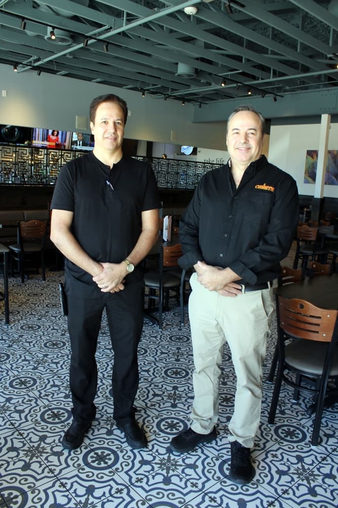 two men in restaurant