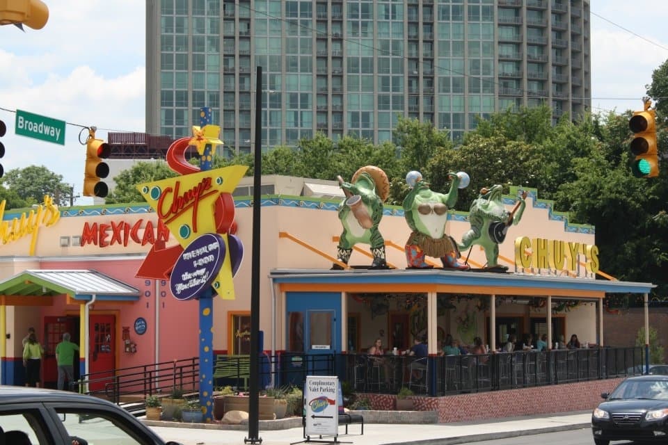 Flatfork Studio resorted six frogs that originally were located on top of a Dallas bar. They were then moved to a Chuy's in Tennessee. (Courtesy Flatfork Studio)