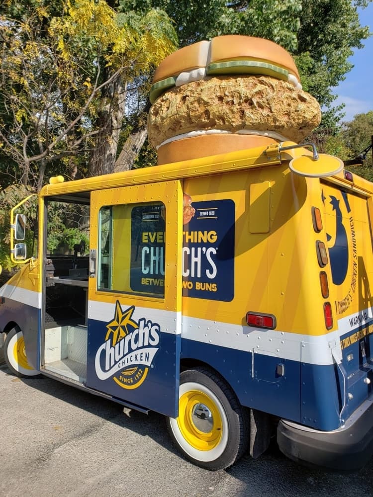 Flatfork Studio created this chicken sandwich, which topped a Church's Chicken truck. (Courtesy Flatfork Studio)