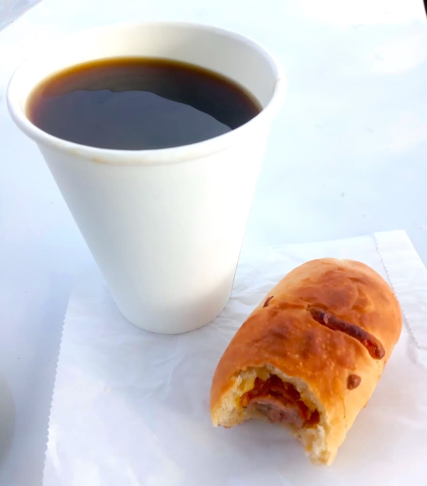 Visitors to Medina River Coffee may choose from a small selection of kolaches made by local business Bexar Kolaches. (Edmond Ortiz/Community Impact Newspaper)