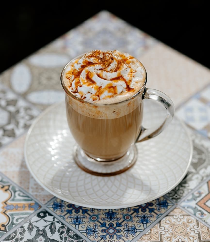 The coffee shop offers a variety of specialty coffees, including the harvest pumpkin latte ($4.75) with maple spice syrup, pumpkin sauce and whipped cream. (Courtesy Hebrews Coffeehouse)