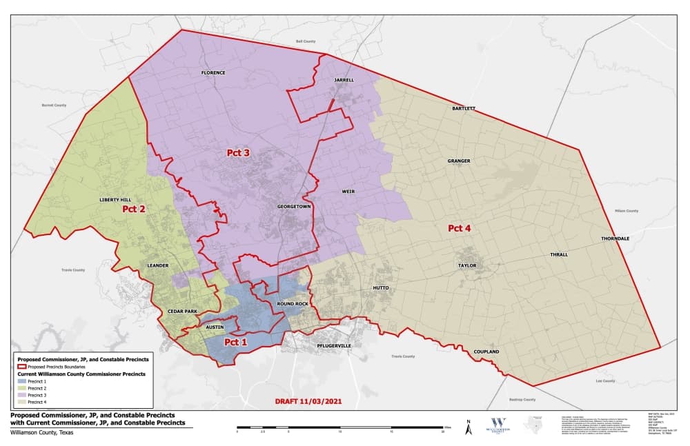 Williamson County commissioners approve new precinct maps