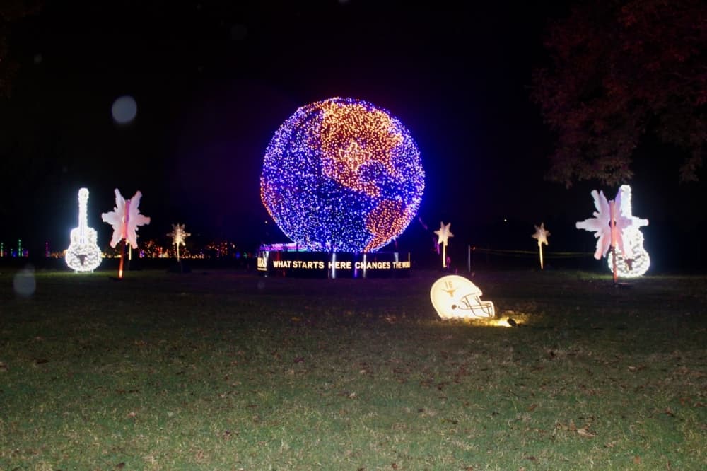 The University of Texas display features a lighted globe. (Ben Thompson/Community Impact Newspaper)
