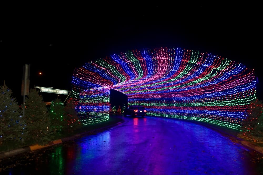 The trail ends with a drive through a tunnel of lights. (Ben Thompson/Community Impact Newspaper)