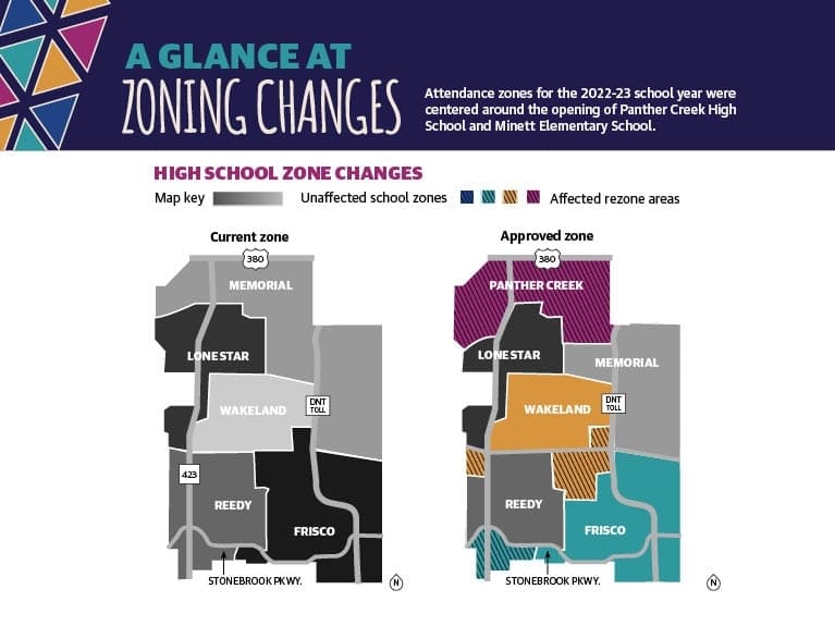 map of Frisco ISD high school zone changes