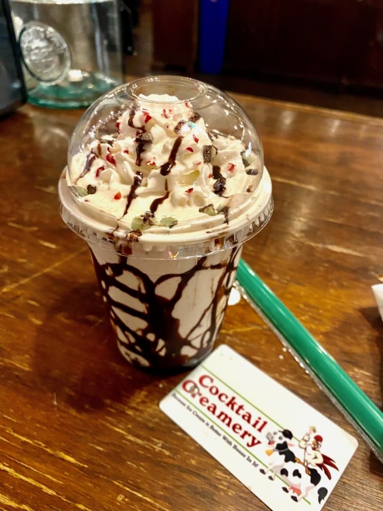 The Frosted Peppermint Milkshake is infused with peppermint schnapps. (Yvonne Brown/Community Impact Newspaper)