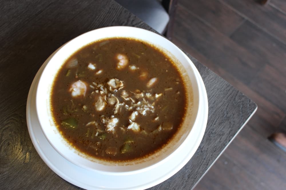 The gumbo bowl ($10.25) is made from scratch daily. (Sierra Rozen/Community Impact Newspaper)