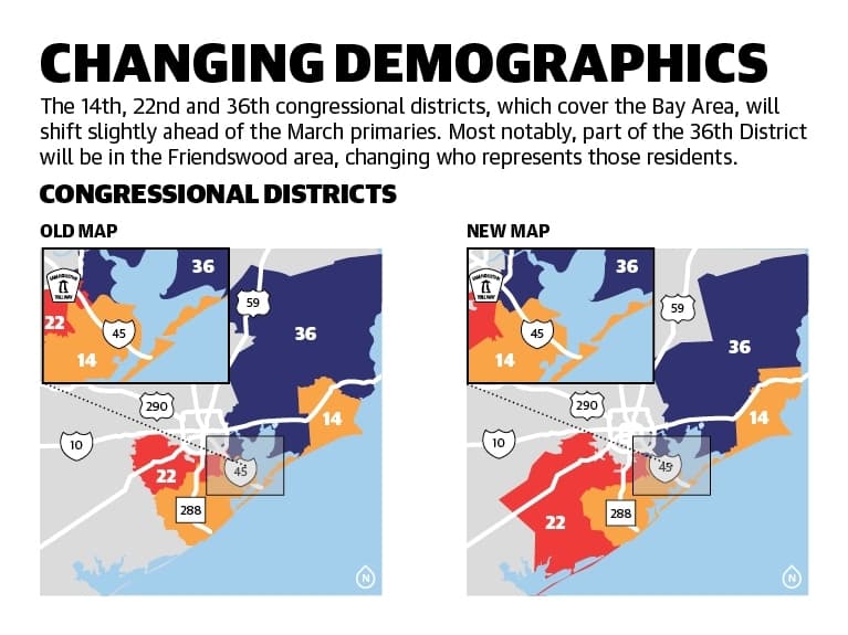 Congressional districts will shift ahead of the March primaries. (Community Impact Newspaper staff)