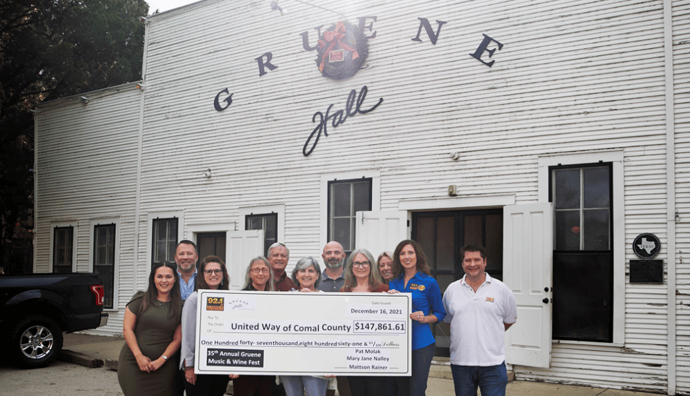 Gruene Music & Wine Festival donates $147,861 in proceeds to United Way of Comal County