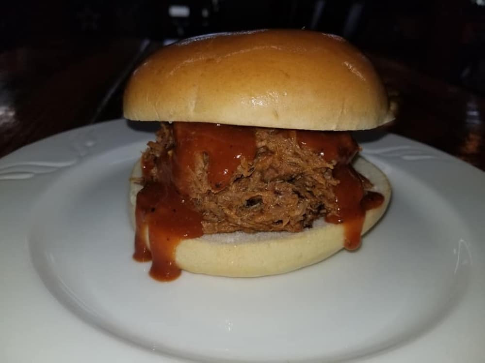 Pulled pork ($7.75) is among the sandwiches served at Carl’s. (Jishnu Nair/Community Impact Newspaper)