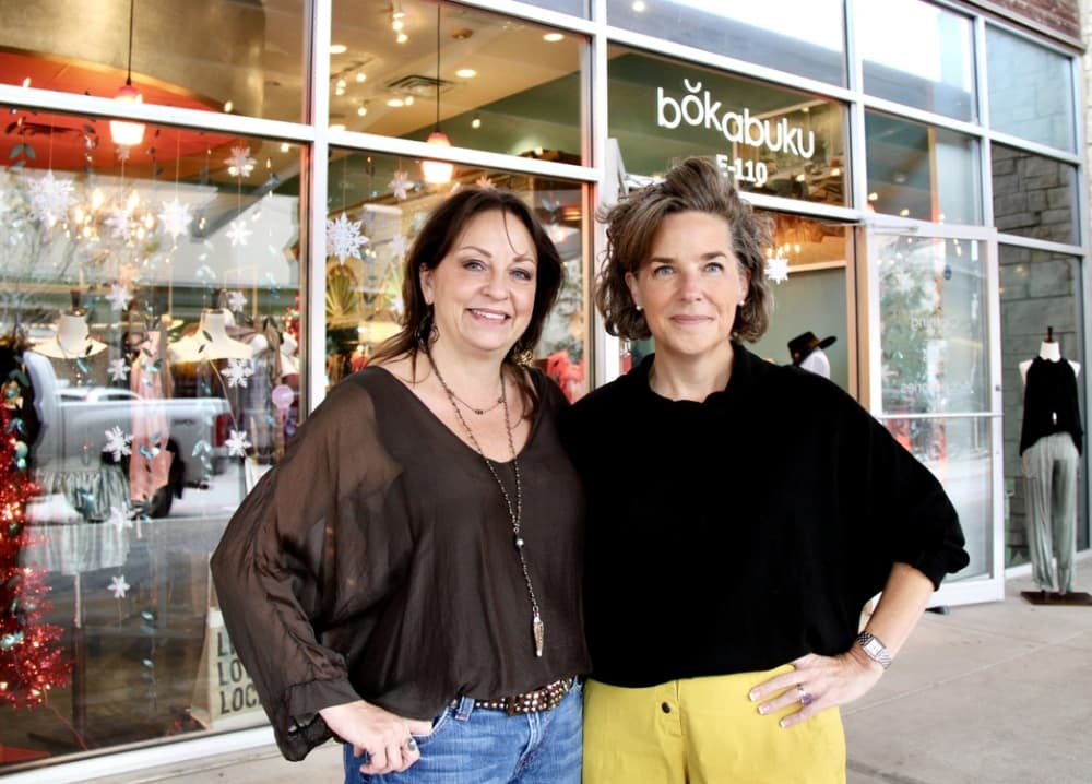 From left: Co-owners Becky Carpenter and Ann Hegarty opened their shop Bokabuku in 2020. The two women who have known each other for thirty have worked in pharmaceutical research. (Sumaiya Malik/Community Impact Newspaper)