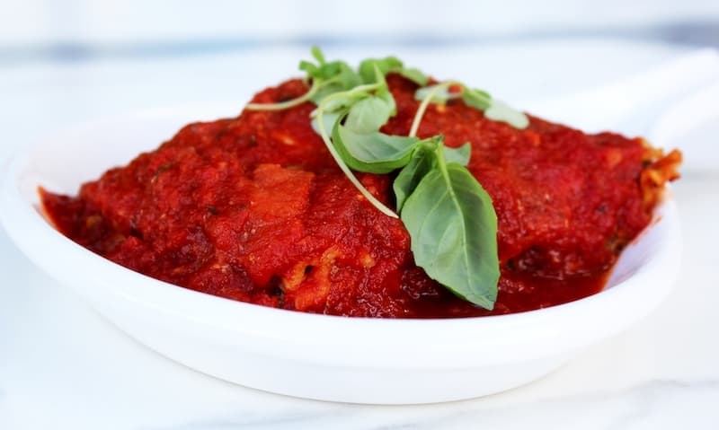 Veggie Lasagna is a vegan dish made with a spinach-cashew “ricotta.” (Karen Chaney/Community Impact Newspaper)