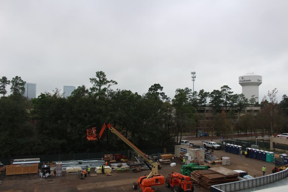 The South Tower also features an outdoor space facing south, overlooking The Woodlands. (Andrew Christman/Community Impact Newspaper)