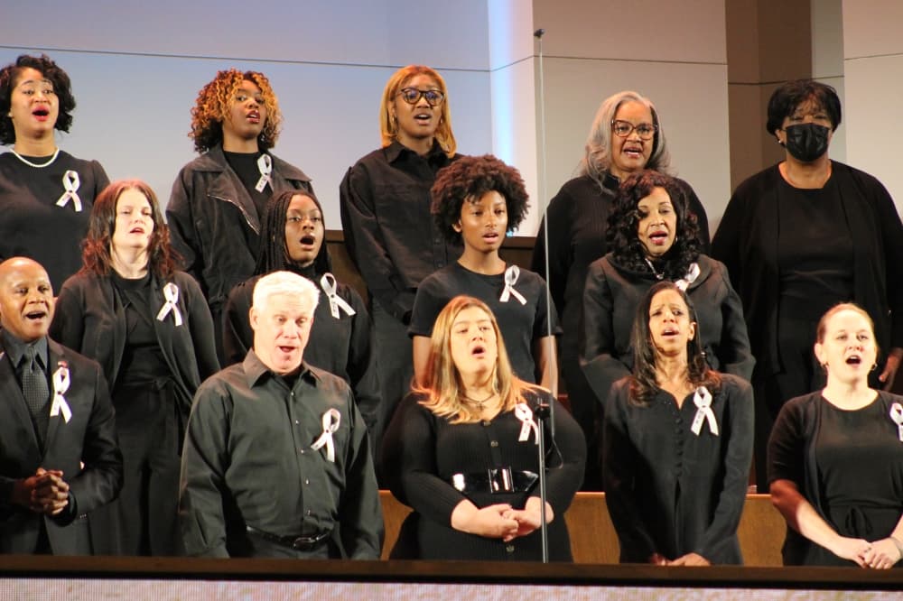 The MLK Adult Mass Choir performed during the Martin Luther King Jr. Day celebration. (Andrew Christman/Community Impact Newspaper)