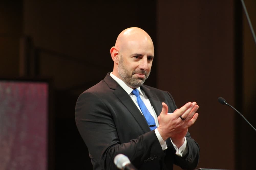Rev. Frankie Mazzapica spoke for the commemorative tribute during the Martin Luther King Jr. Day celebration Jan. 17. (Andrew Christman/Community Impact Newspaper)