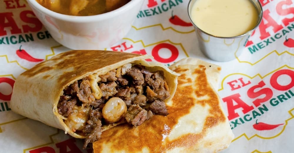 Burrito Loco ($17.99): A burrito is filled with steak, grilled chicken and shrimp. (Courtesy El Paso Mexican Grill)