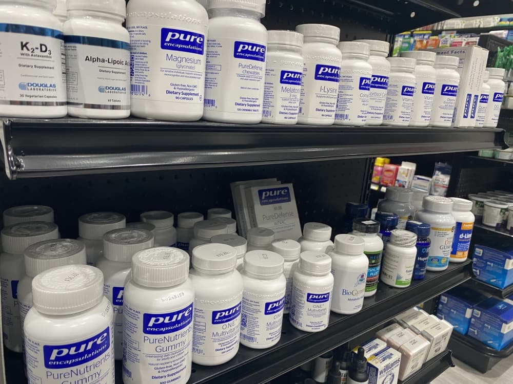 The pharmacy offers professional-grade supplements from several different companies. 