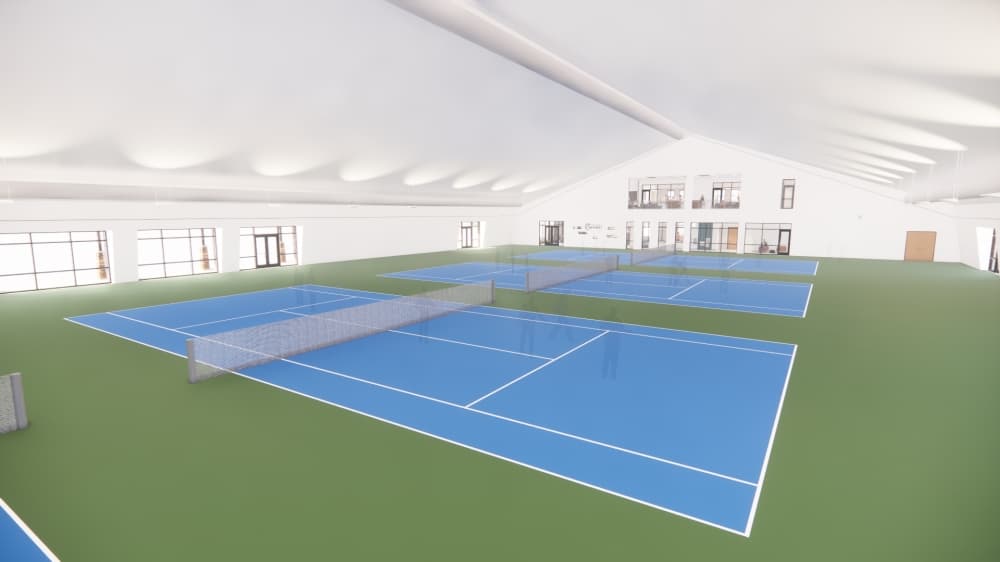 rendering of indoor tennis courts