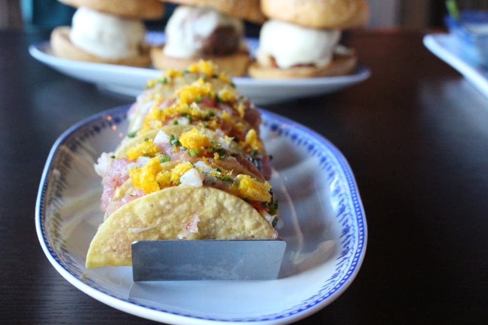 Guests can enjoy the Mini Poke Tacos. (Sofia Gonzalez/Community Impact Newspaper)