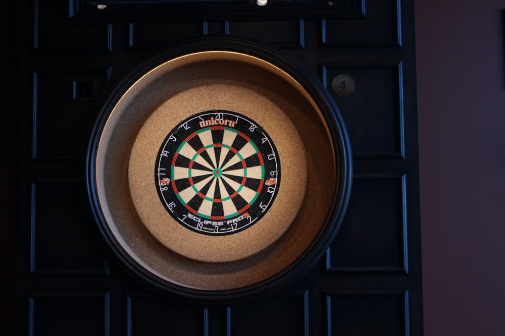 The technology-driven dart board allows for tournaments throughout Flight Club. (Sofia Gonzalez/Community Impact Newspaper)