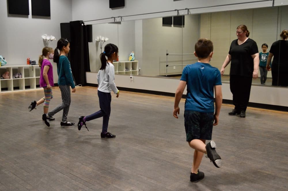 Tap 1 students practice in one of Art Beat's two studio rooms. 