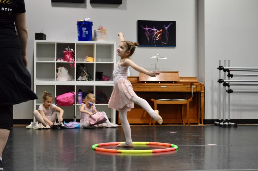 Students learn ballet and tap in the school's combination classes. 
