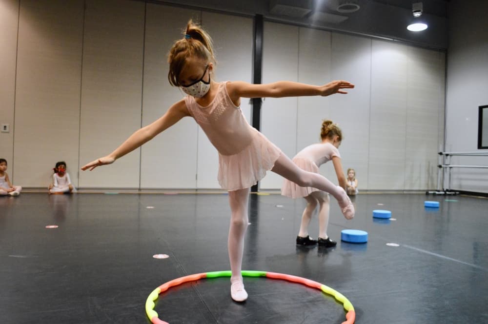 Students learn ballet and tap in the school's combination classes. 