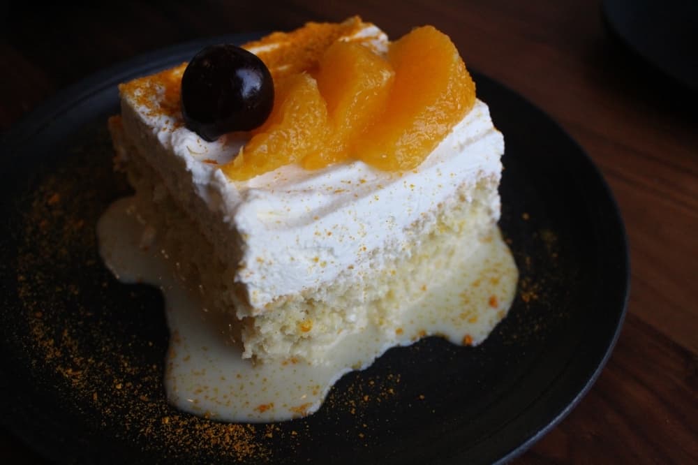The tres leches cake is Chef Jonathan Lestingi's personal creation. Dessert prices and the variety available vary daily.