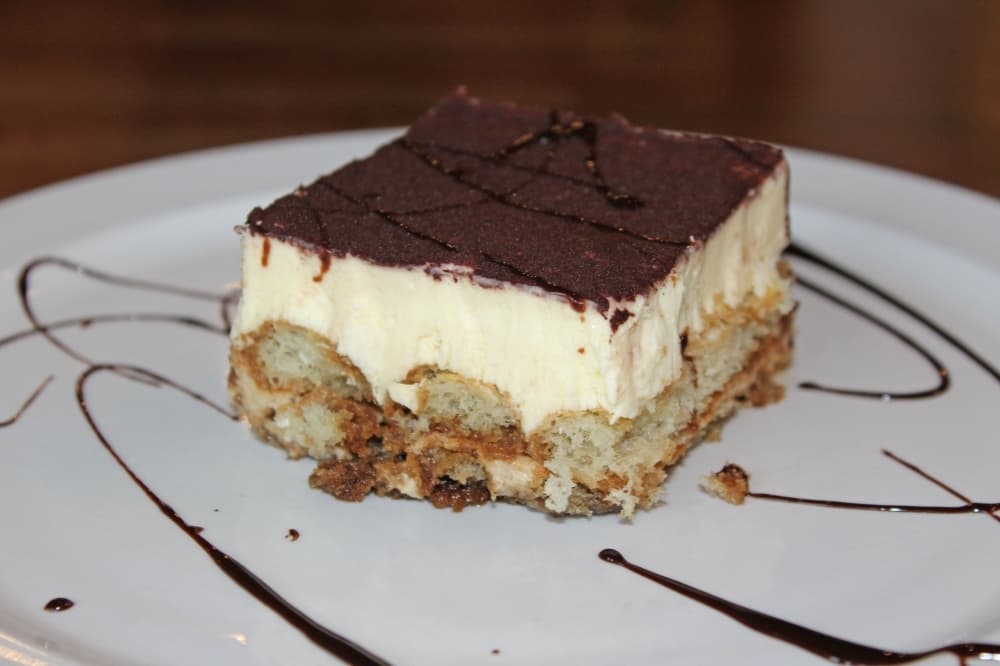 Bari’s Pasta & Pizza’s dessert menu includes tiramisu ($5.99). (Karen Chaney/ Community Impact Newspaper)