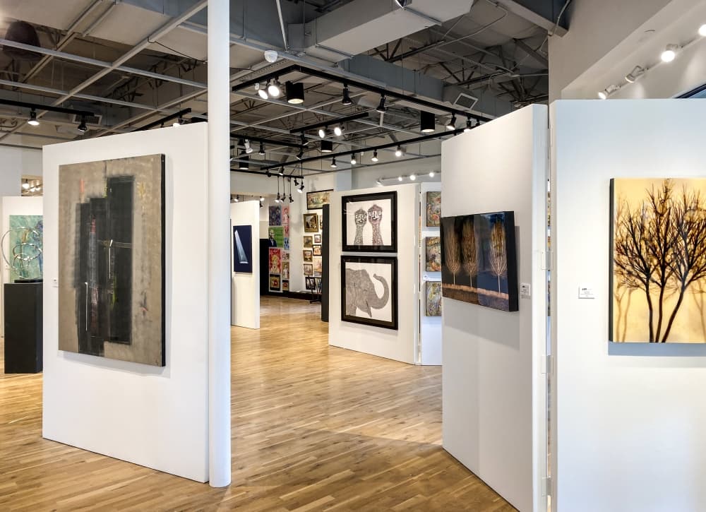 Inside the art gallery.