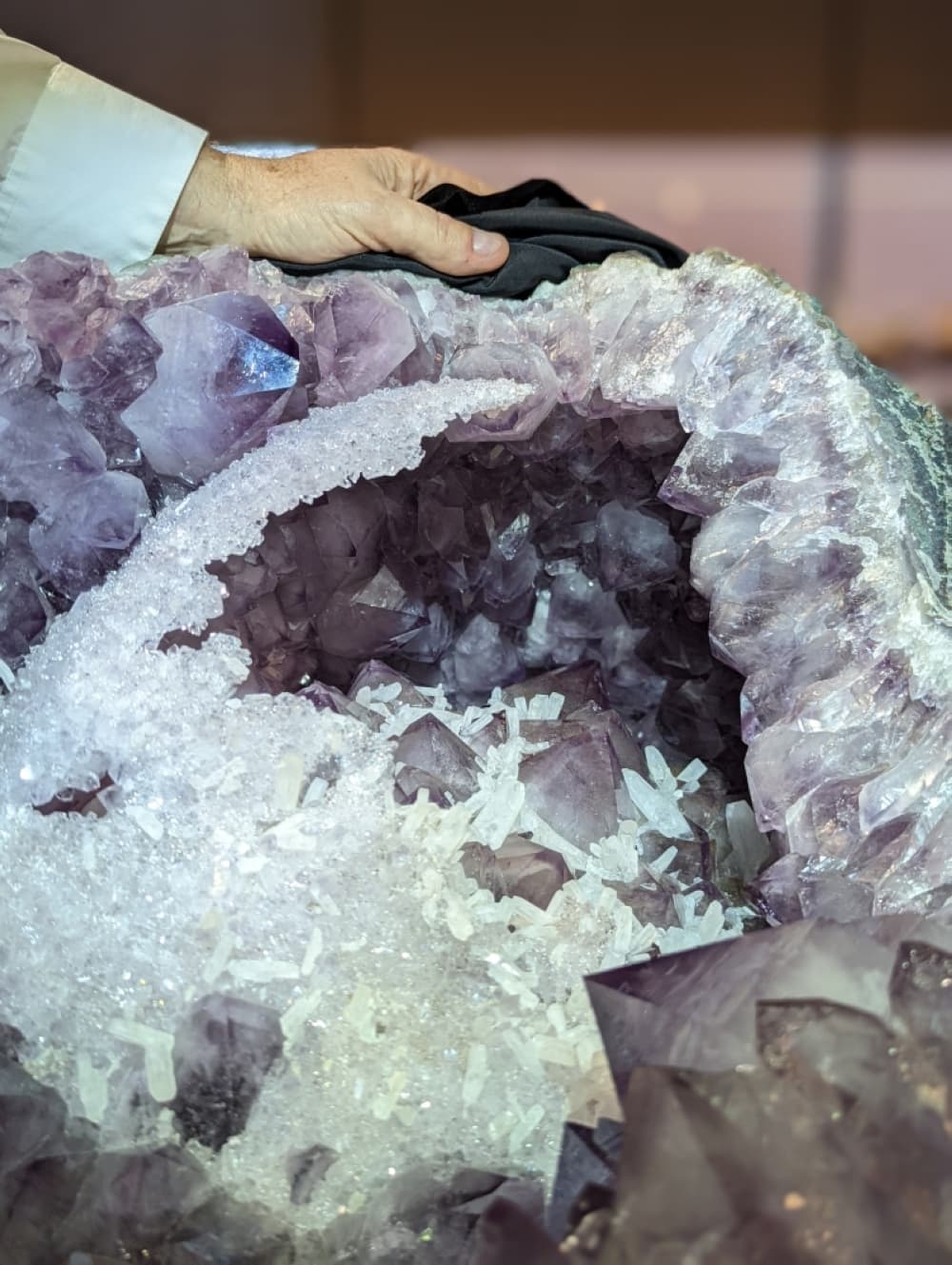 Walser typically keeps his amethyst in a separate room for preservation. This “crown jewel” is priced at over $4,000. (Jishnu Nair/Community Impact Newspaper
