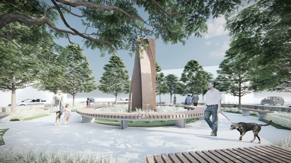 A sculpture will be in the center of the Northline Circle area. (Rendering courtesy Design Workshop)