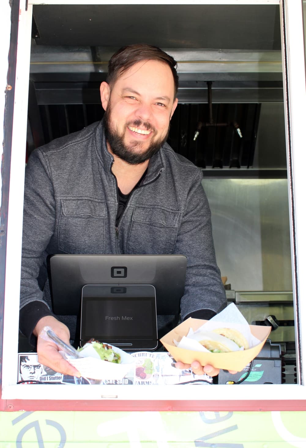 Mark Thibodeaux owns and operates the Fresh Mex food truck with his wife, Jessica. (Karen Chaney/Community Impact Newspaper)