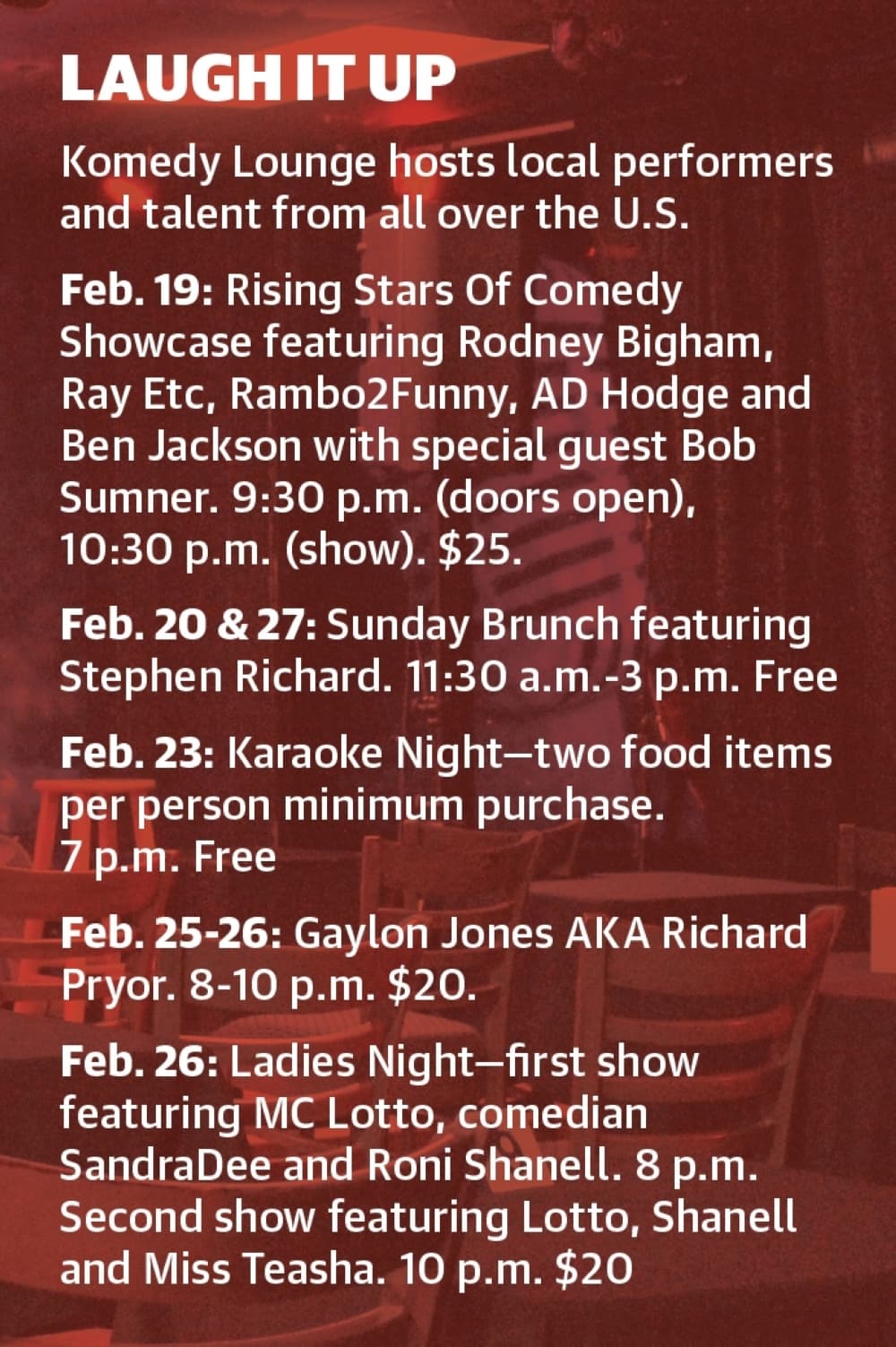 Komedy Lounge hosts local performers and talent from all over the U.S. (Ronald Winters/Community Impact Newspaper) 