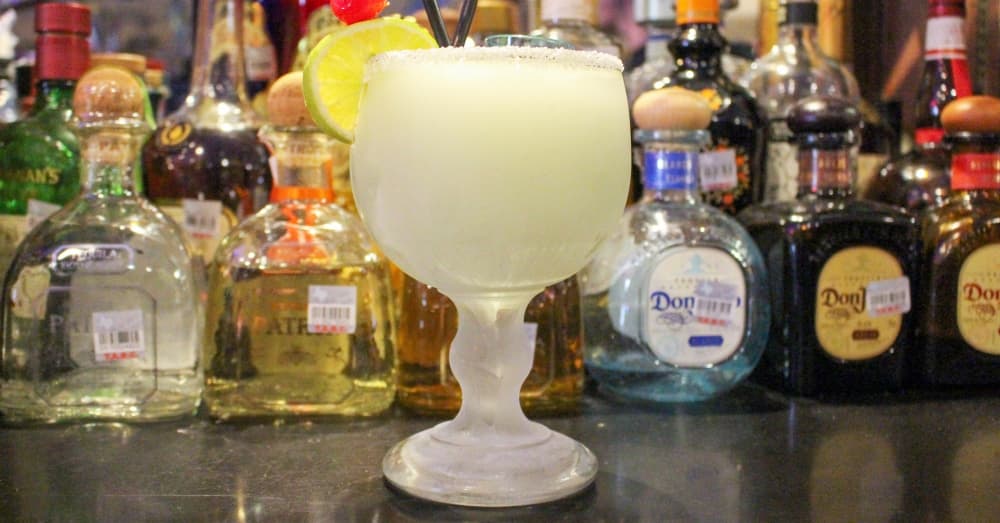 Top-shelf margarita ($11): This classic margarita is topped off with an additional floater of top-shelf tequila. (Wesley Gardner/Community Impact Newspaper)