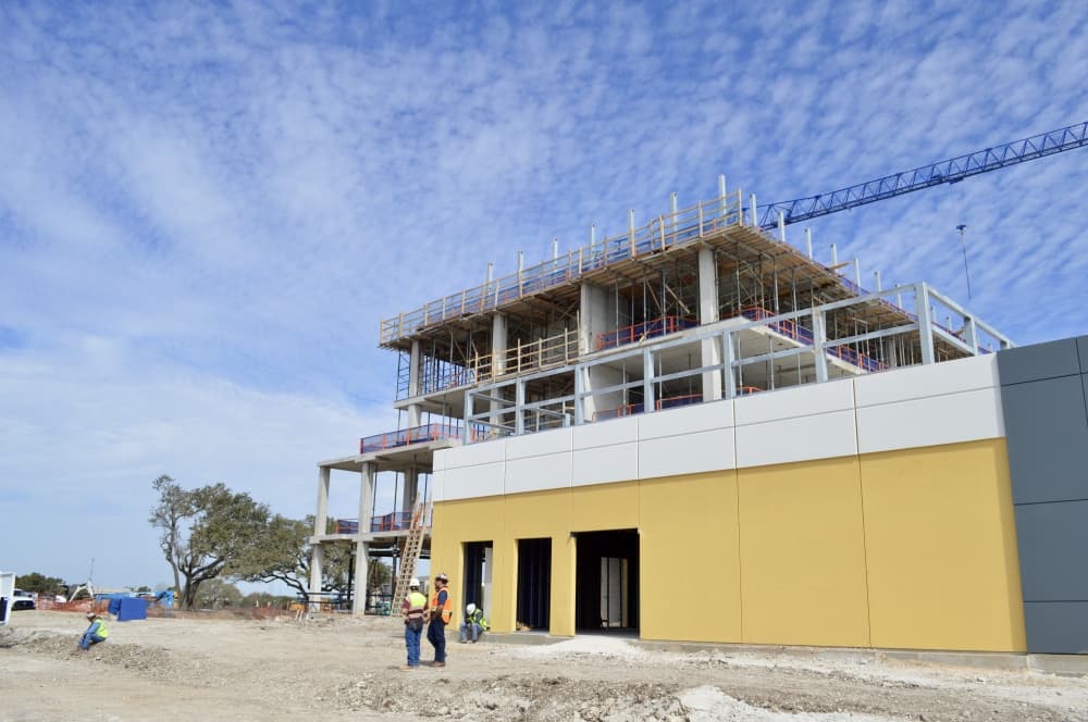 Dell Children's North Medical Center celebrated a construction milestone March 2 with the final steel beam added to the new pediatric hospital in Northwest Austin. (Taylor Girtman/Community Impact Newspaper)
