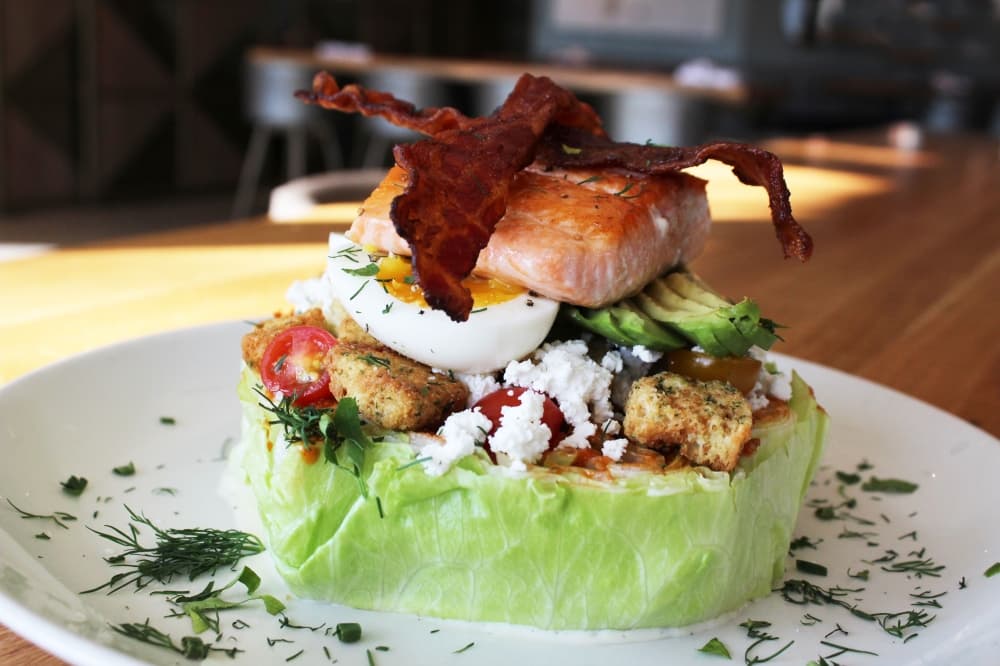 Salmon and Avocado Cobb Salad