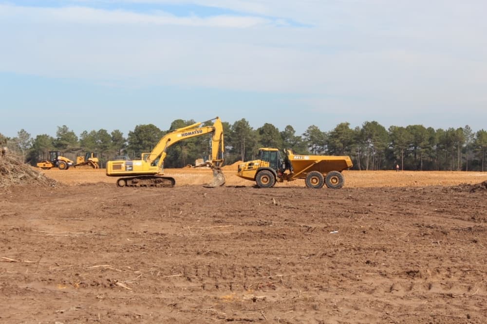 The industrial business park spans 240 acres, which is being cleared near the Grand Parkway and Rocky Road in Tomball. (Anna Lotz/Community Impact Newspaper)
