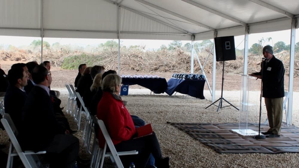 Stacy Bobbitt, Macy’s Inc.’s Houston facility leader, addressed attendees at the March 9 groundbreaking. Macy's is the first tenant confirmed for Interchange 249. (Anna Lotz/Community Impact Newspaper) 