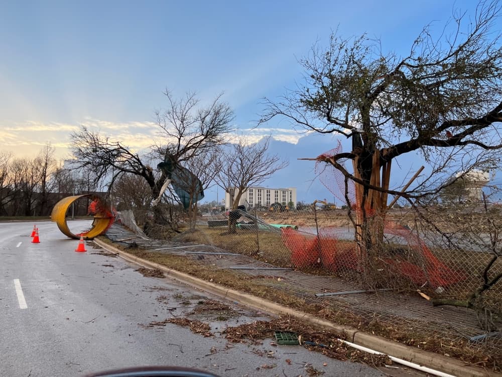 Roadside damage (Haley Grace/Community Impact Newspaper)