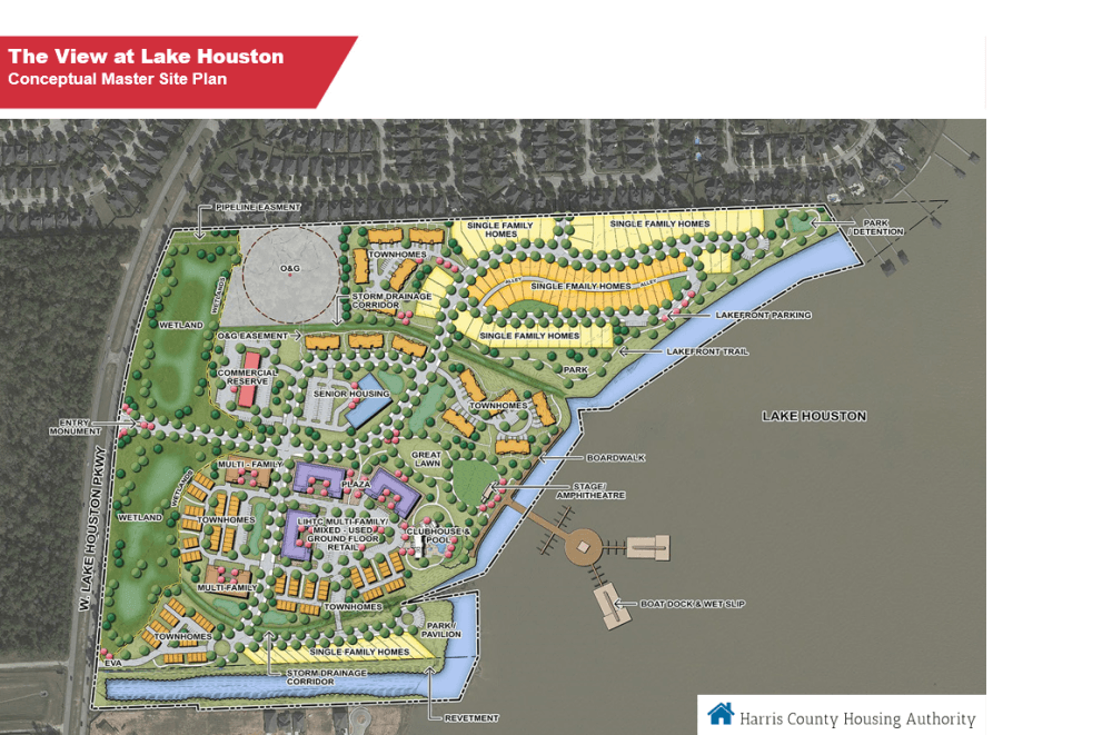 Subject to change, this overview of the Harris County Housing Authority's The View at Lake Houston provides a general layout of the proposed development. (Courtesy Harris County Housing Authority)