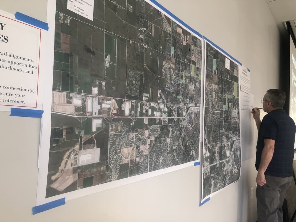 Kendig Keast Collaborative asked residents at the open house session March 23 how to connect its neighborhoods to parks and recreation facilities through a trails system. (Asia Armour/Community Impact Newspaper)