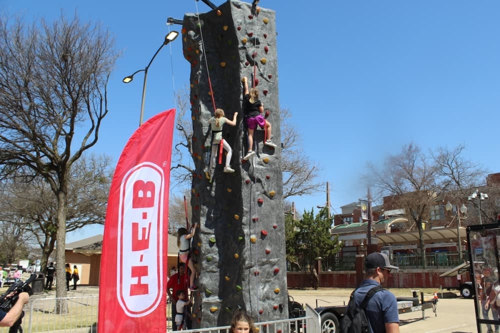 Rock climbing wall.