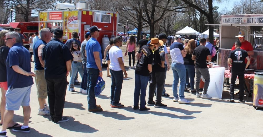 People standing in line.