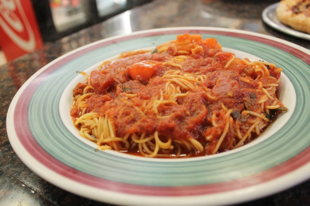Capellini Pomodoro ($11.49) comes with various sauces. (Cynthia Zelaya/Community Impact Newspaper)