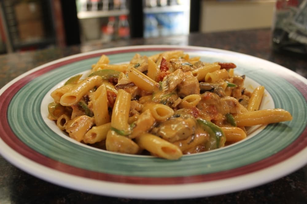 Chicken zelaya ($14.69) is noodles drizzled in sauce. (Cynthia Zelaya/Community Impact Newspaper)