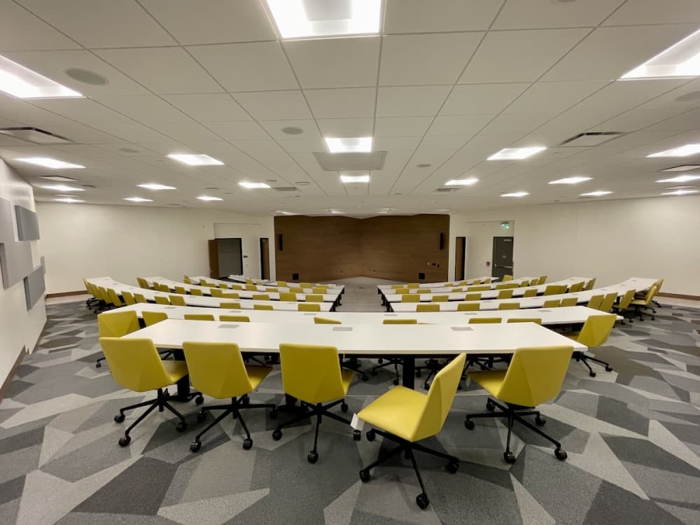 The 100-seat teaching theater will be available to rent. (Andy Yanez/Community Impact Newspaper)