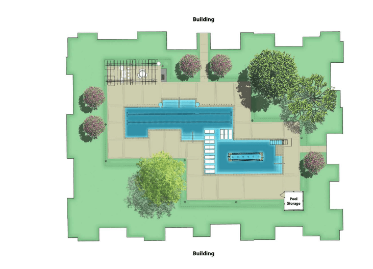 Interior court with pool (Courtesy city of Lakeway/Community Impact Newspaper)
